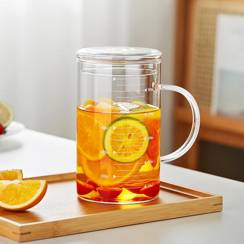 Meisini Glass Measuring & Drinking Cup with Lid and Handle