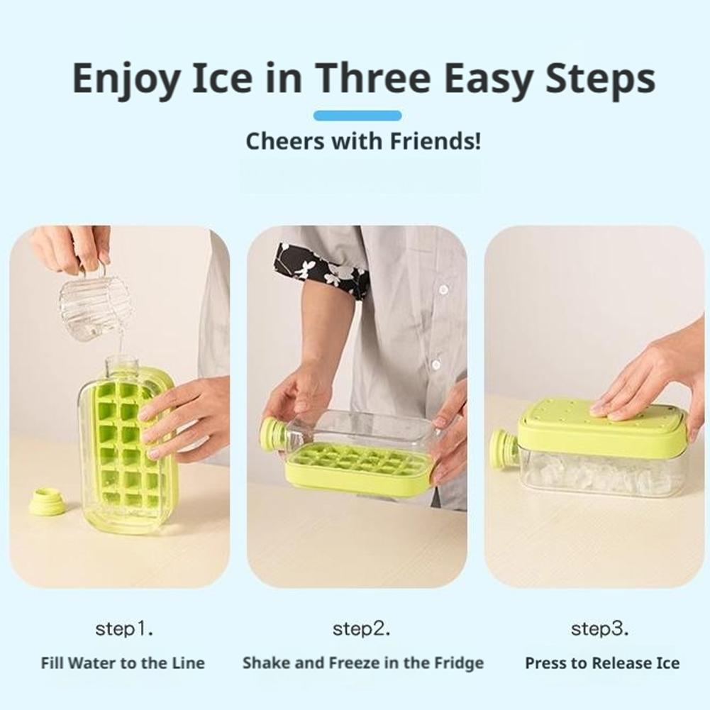 No Touch Silicone Ice Cube Tray Ice Machine Bottle No Spill Ice Tray For Freezer Ice Cream Buckets Kitchen Accessories