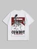 Unisex skull and letter print crew neck T-shirt, suitable for all seasons, graphic T-shirt, Western style clothing, retro graphic unisex T-shirt.