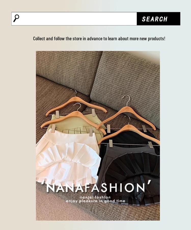 Spring & Autumn 2025 Girls' High-Waist A-line Pleated White Skirt - Size 6 Miniskirt