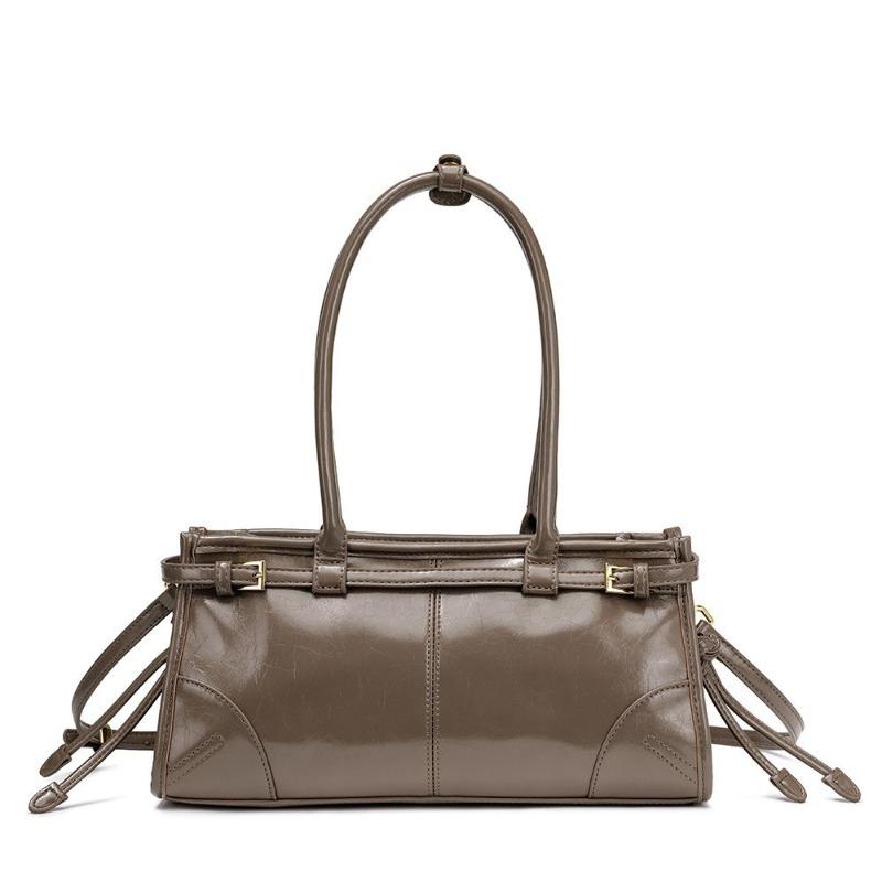 European and American Retro Large-capacity Boston Baguette Bag Head Layer Oil Wax Leather Women's Bag Trendy Messenger Bag