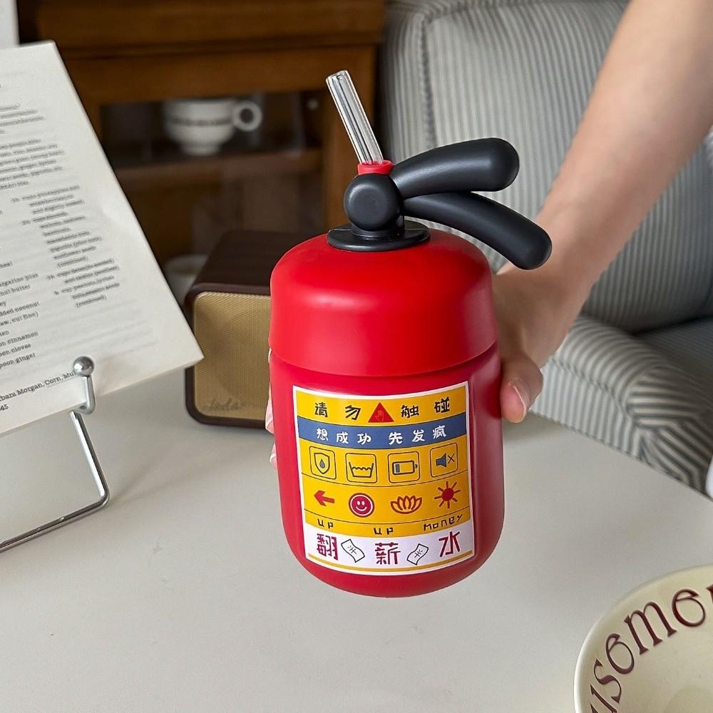 Unique 400ml Ceramic Mug Funny with Glass Straw Coffee Cup Heat-resistant Non-slip Water Cup Desk Decor