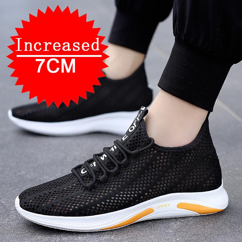 Man Mesh Shoes Increasing Shoes Invisible Inner Height-increasing Shoes Soft-soled Running Shoes Sports Breathable Casual Shoes