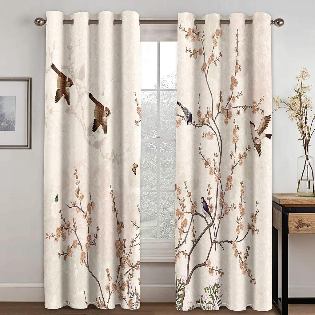 Chinese Troditional Culture Bird Flower Window Curtains In Kids Bedroom Living Room Hall Treatments Kitchen Decor Drapes Blinds
