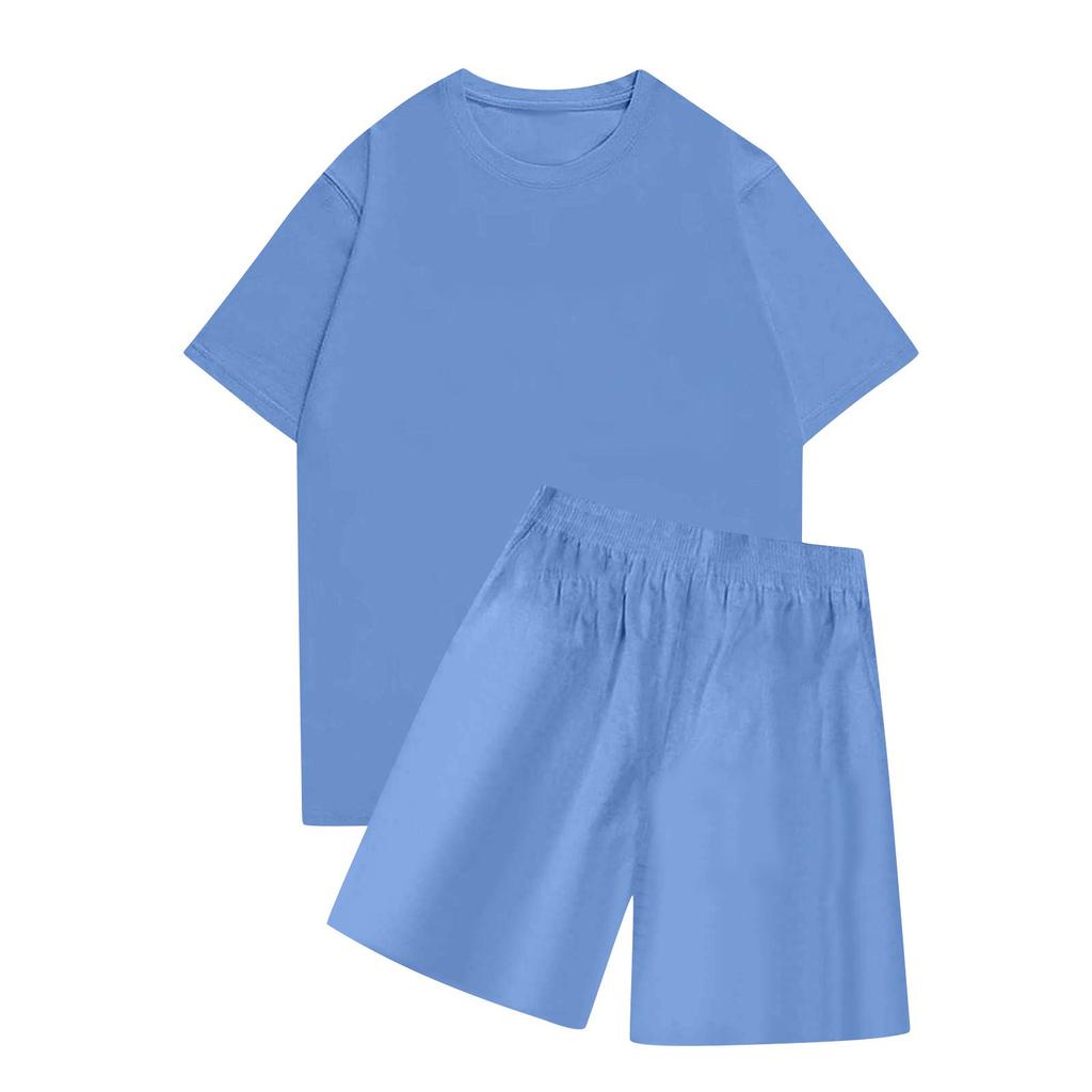 Conjuntos de Dos Piezas Para Mujer Camisas Casuales de Manga Corta y Pantalones Cortos