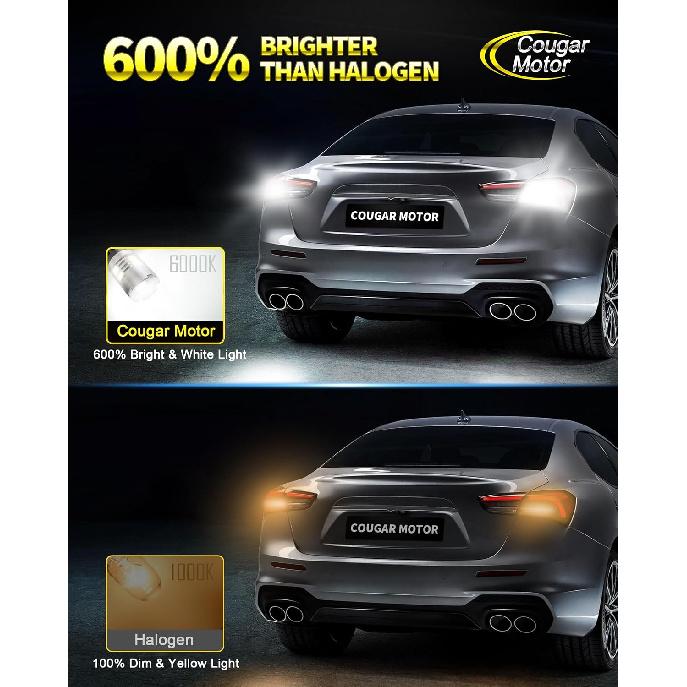 Cougar Motor 921 Led Bulb Reverse Lights, 912 Backup Light 6000K White Ultra Bright CANBUS Ready Car Exterior 906 904 W16W T15 Bulb, Non-Polarity,