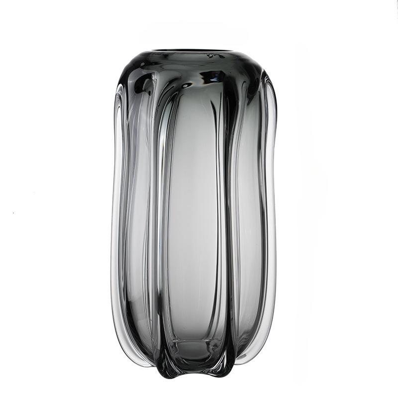 Gray Glass Vase Thick Glass Transparent Hydroponics Terrarium Flower Arrangement Accessories Flower Vases Home Decoration