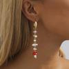 Plated Gold Stylish Geometric Faux Pearl Mushroom Earrings For Women Fall 2023