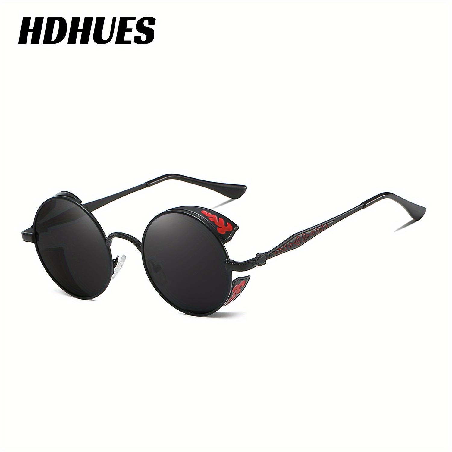 

HdHues Унисекс, круглые солнцезащитные очки в большой оправе в стиле панк для спорта и отдыха на открытом воздухе, поляризованные солнцезащитные очки, UV400 серый/чёрный