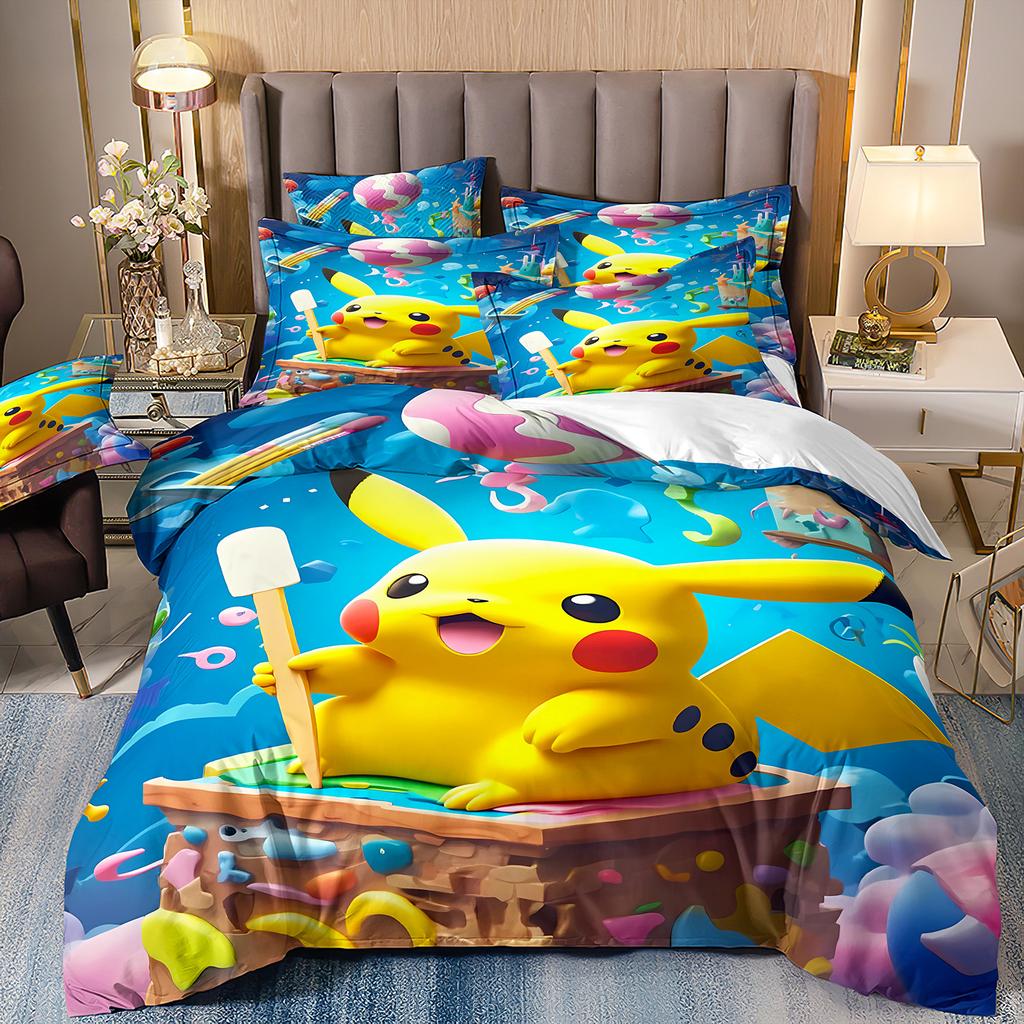 Pokemon Pikachu Bedding CollectionCartoon Anime Quilt Cover For Kids Boys Girls GiftBedding Cover And Pillowcase 7550Cm