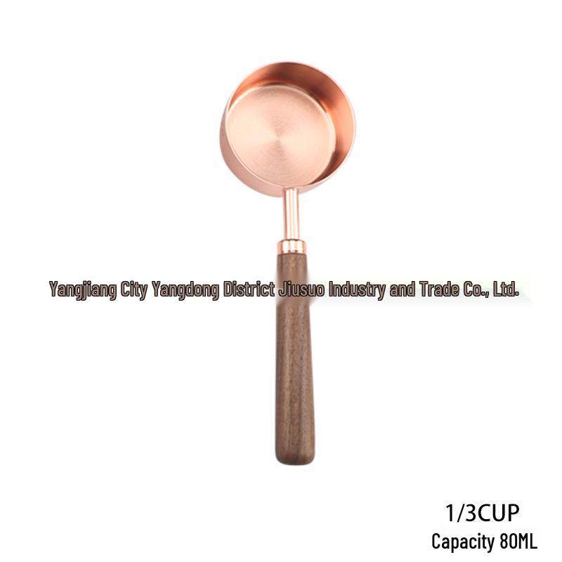 In-Stock Rose Gold & Walnut Wood Handle Measuring Spoons and Cups Set