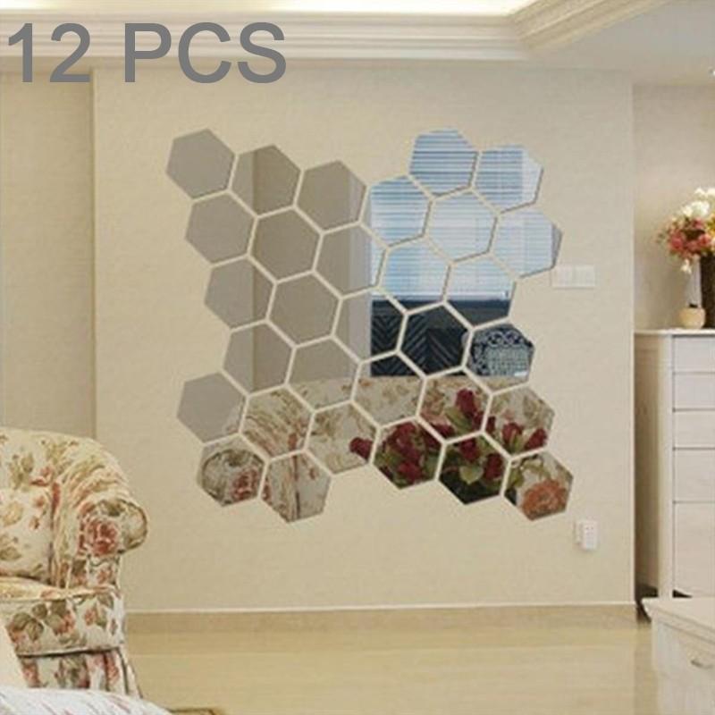Décor Decals Stickers Vinyl Art 12pcs Set 3d Mirror Wall Sticker Hexagon Home Decor Decoration Children S Bedroom Décor Decals Stickers Vinyl Art, Mirror Decoration Stickers