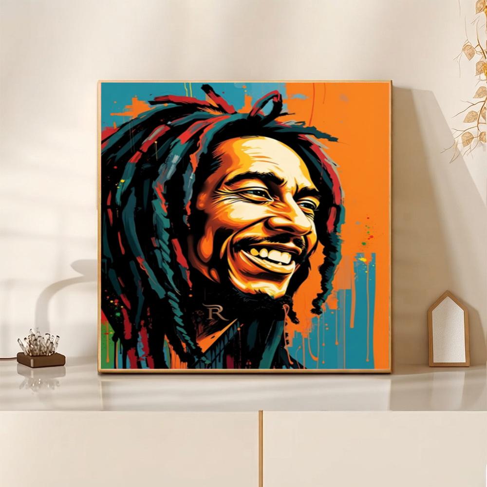 Bob Marley One Love Reggae Music 5D Diy Diamond Painting Round Diamond Diy Frameless Holiday Artwork Suitable For Home Office Wall Decoration