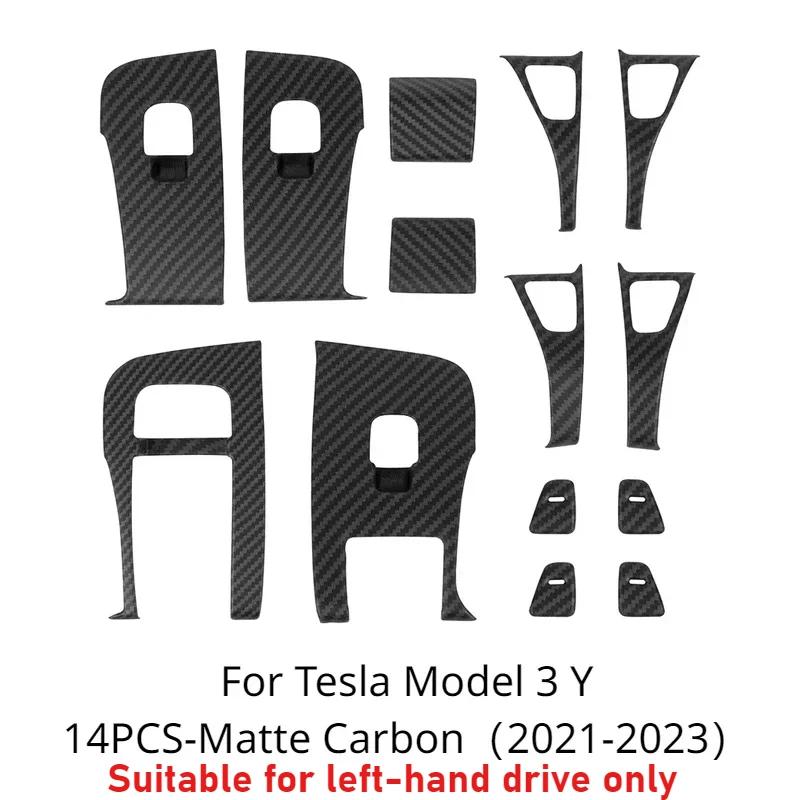 Window Lifter Switch Buttons For Tesla Model 3 Y Cover Trim Frame Sticker Carbon Fiber ABS LHDCar Interior Accessories 2017-2025