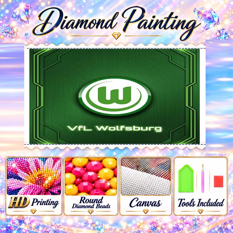 VfL Wolfsburg FC Diamond Painting Kit 5D Full Drill DIY Diamond Mosaic Wall Art Home Decor