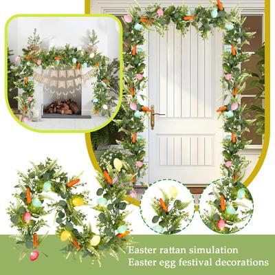 6 FT Lighted Easter Garland, Easter Decorations For Home, Egg Garland Spring Fireplace Mantel Decor