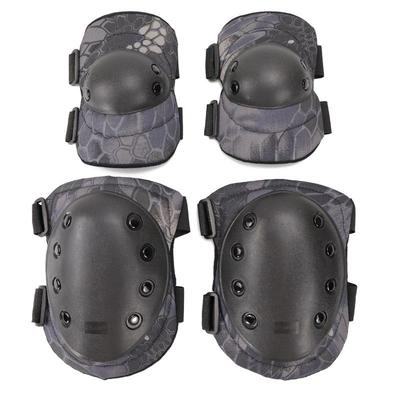 Taktická sada chráničů kolen a ochranného vybavení Camouflage pro cyklistiku, armádu a horolezectví - 4dílná