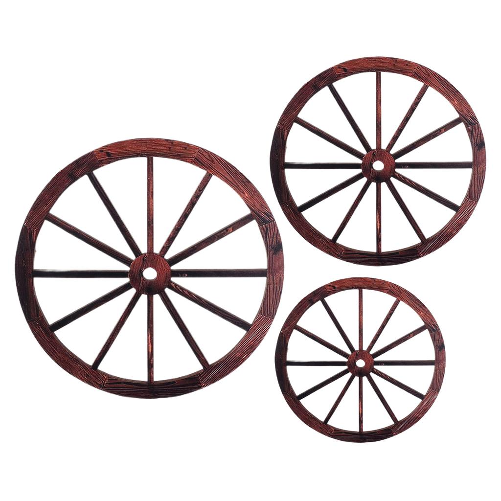 3 ks Dřevěná kola od vozu Dekor 12/10/8 Palců Westernová Nástěnná Dekorace Vintage Styl Selský Rustikální Kola od Vozu