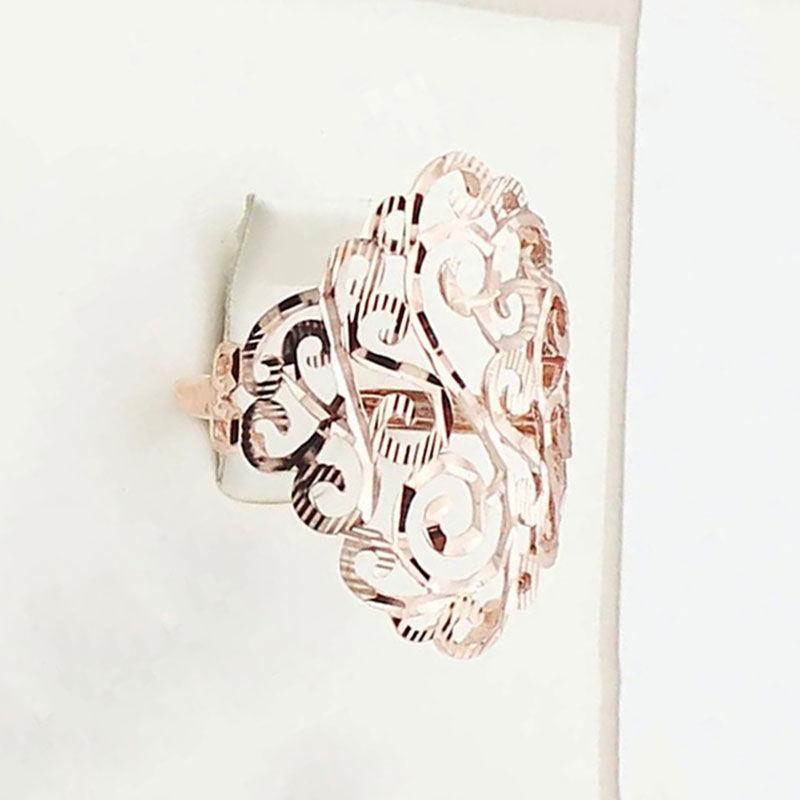 Purple Gold Car Flower Hollow Pattern Ring Simple Temperament Rose Gold Plated Wide Version Exaggerated Ring Jewelry Women