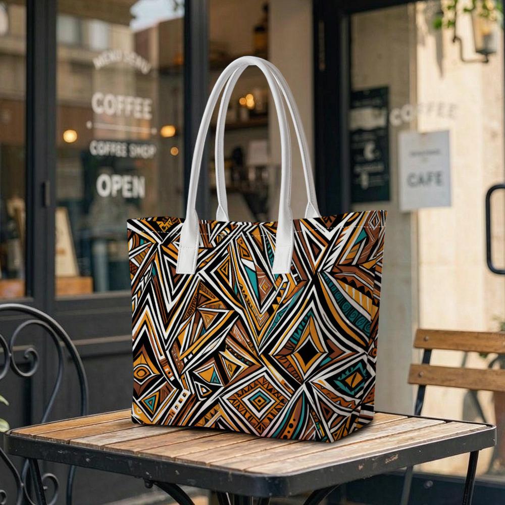 Bohemian Geometric Printed Tote Bag for Women Casual Daily Shopping Carry Shoulder Handbag