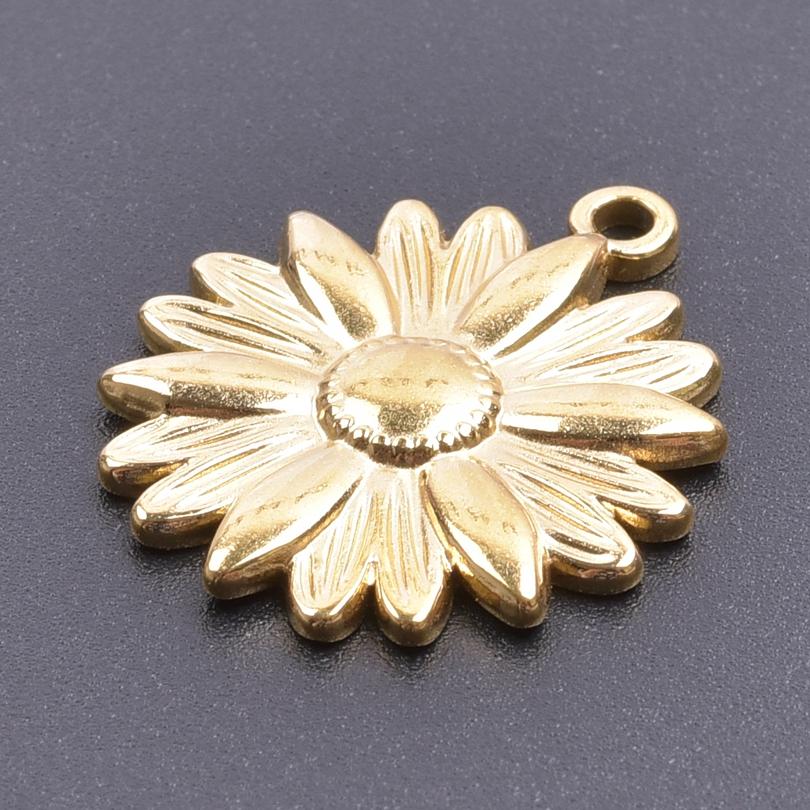 6pcs Sun Moon Stainless Steel Charms For Jewelry Making Bulk Flower Pendant Charm Gold Color Breloque Acier Inoxydable Pendant