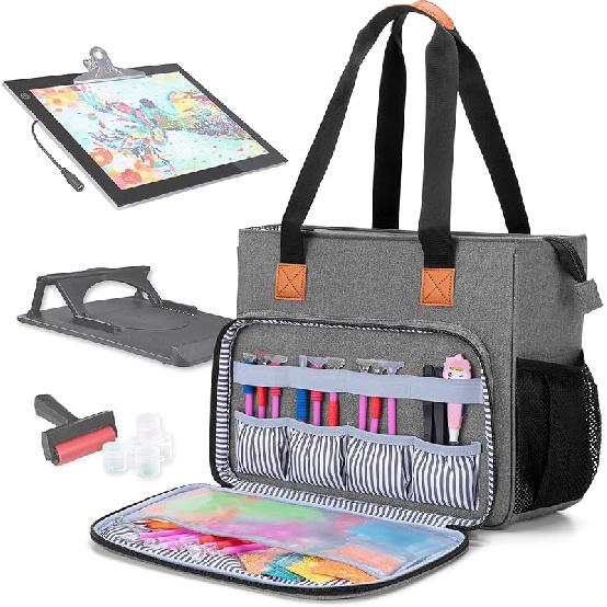 Luxja Carrying Case for A4 Light Pad and Diamond Painting Accessories, Storage Bag for Diamond Painting Tools and Light Box (Fits for A4 Light Pad), серый