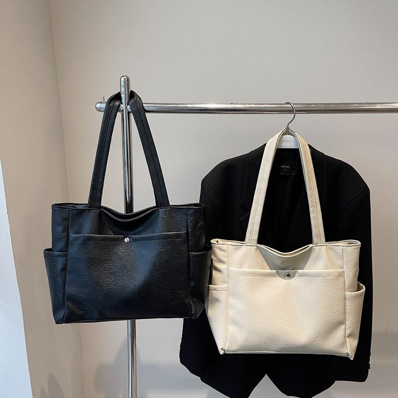 Large-capacity Bag Women's New Simple Casual Shoulder Bag Texture College Student Class Commuting Tote Bag