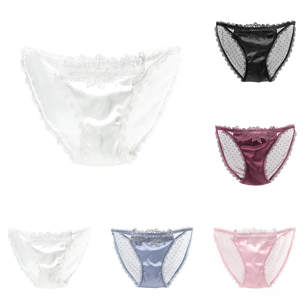 Underwear Briefs Back See Through Breathable Flower