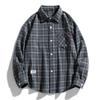 Camisa Xadrez de Manga Comprida Masculina Tamanho Plus Casal Algodão Primavera e Outono Tamanho Plus