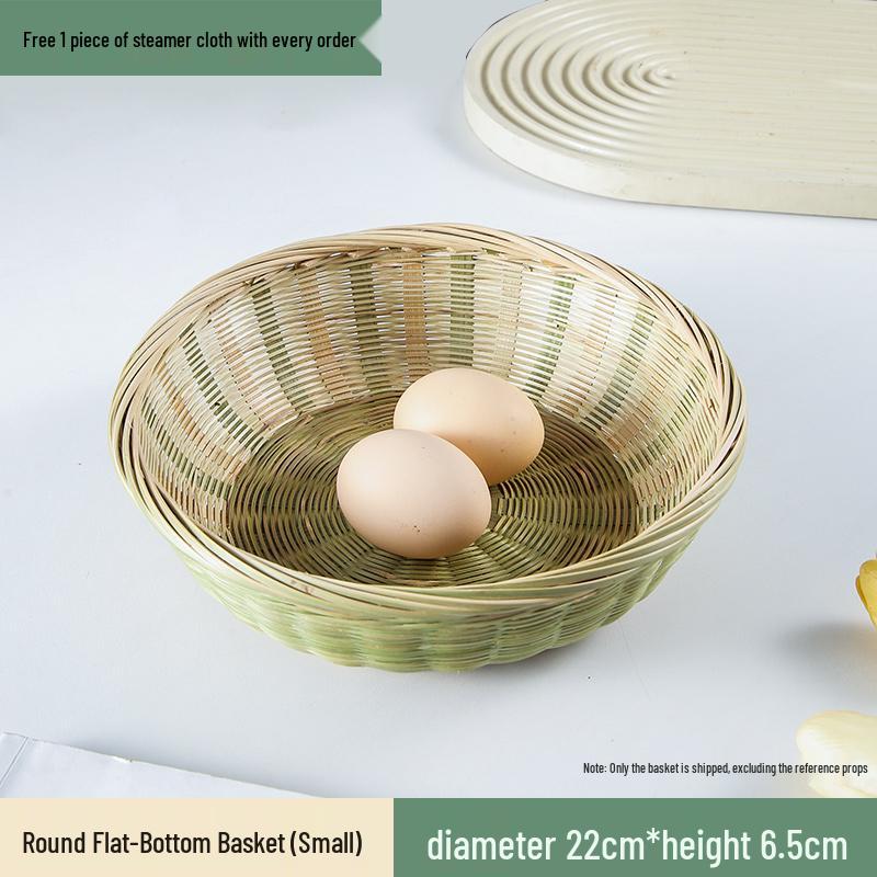 Bamboo Woven Basket: Multi-Use Storage, Fruit Plate, Steamed Bun, Winnowing, Dried Fruit, Candy, Kitchen Drainer, Vegetable Wash Basket