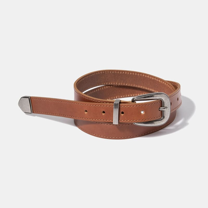 halden western round square belt (T010_tan)