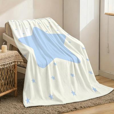 Ins Cute Sstar Throw Lightweight 240g Flannel Blanket Soft Skin-friendly for Summer Cooling