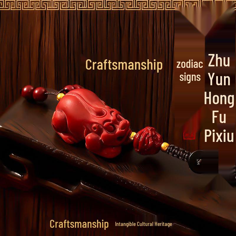 Dwanaście Znaków Zodiaku Czerwony Cynober Pixiu Strażnik Fortuny Brelok