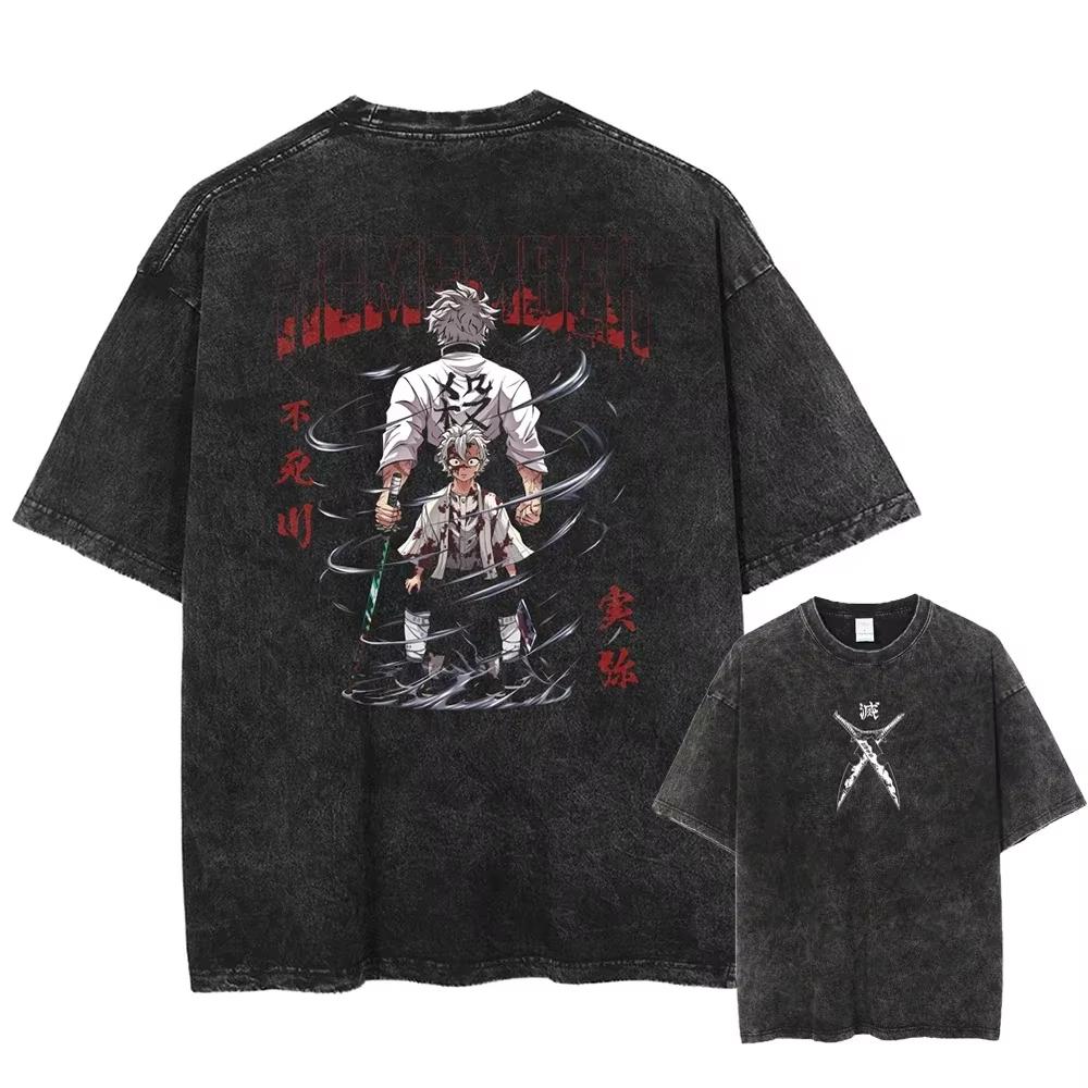 Demon Slayer Uzui Tengen Anime T Shirt Men  Women Cotton Vintage Washed Tshirt Oversized Harajuku Streetwear Tshirt Casual Tops