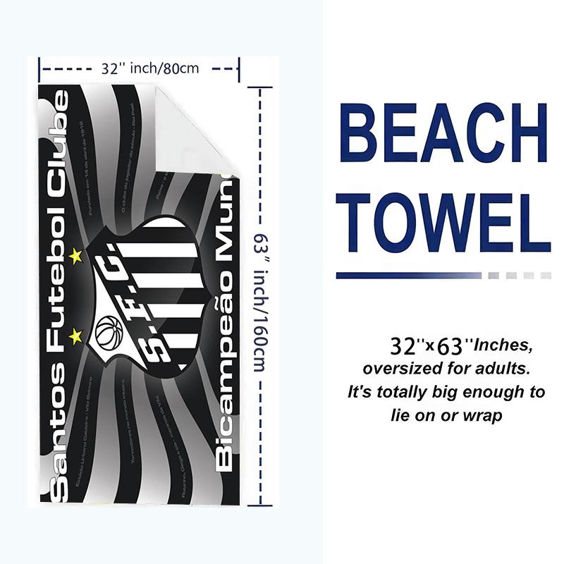 Santos FC Logo Print Beach Towel, Large Soft Quick Dry Towel for Beach Camping Swimming