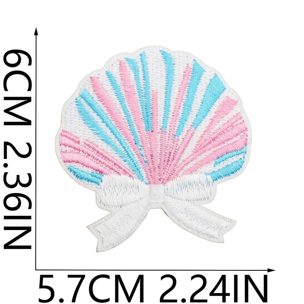 Blue Theme Embroidery Cloth Sticker, Surf Girl Patch Sticker, Wave Hermit Crab Computer Embroidery Label, Shell Chapter Sticker