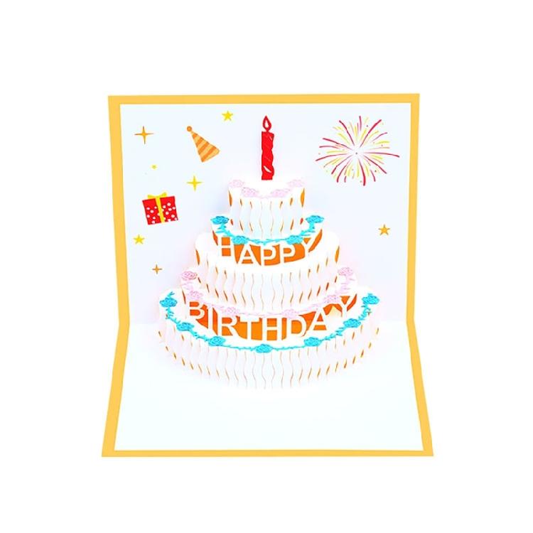 Artistic Popup Birthday Card 3D Cake Greeting Card Stylish Party Invitation Card for Birthdays and Festives Gatherings