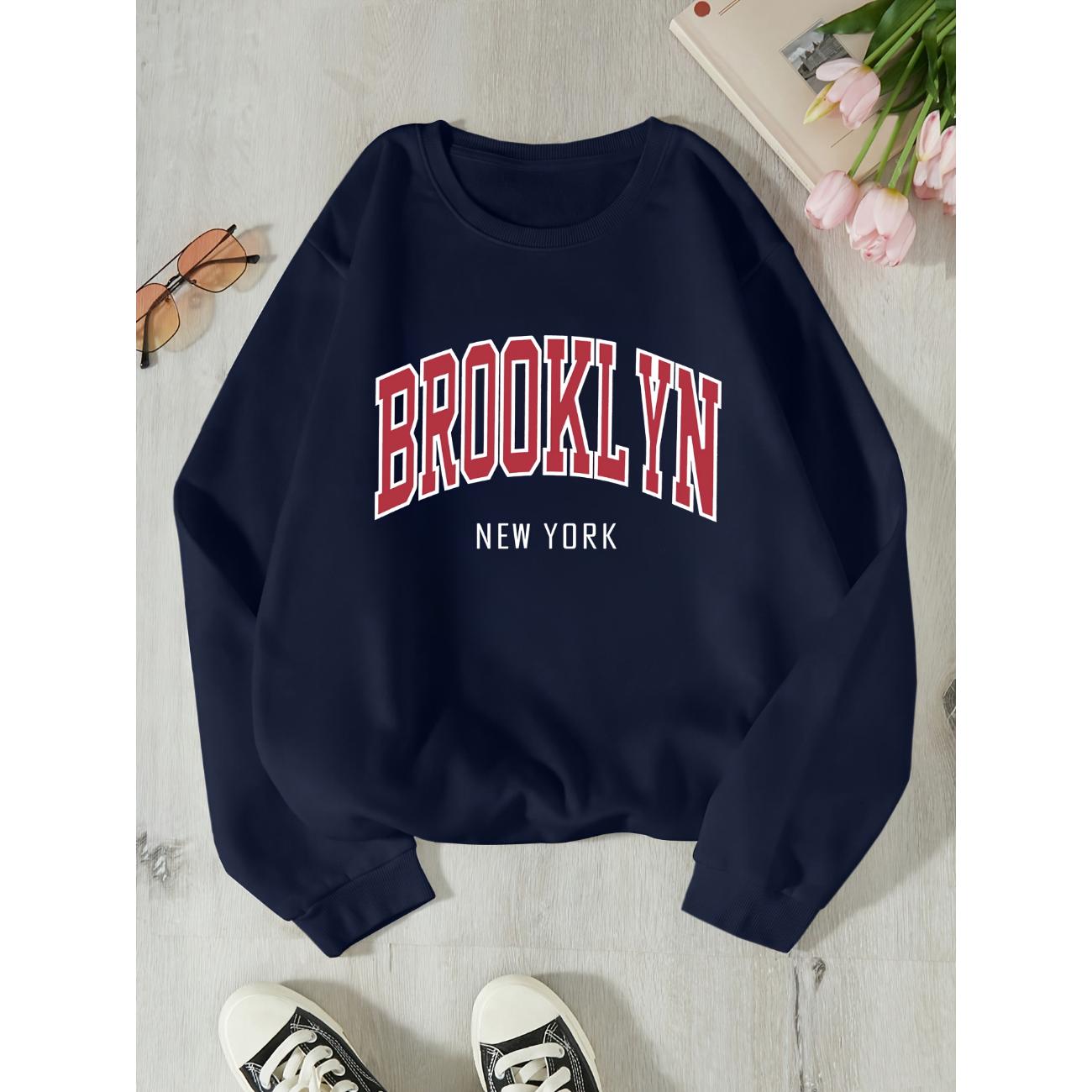 

Свитшот-пуловер с принтом, повседневный свитшот с круглым вырезом и длинными рукавами, женская одежда на осень и зиму M темно-синий