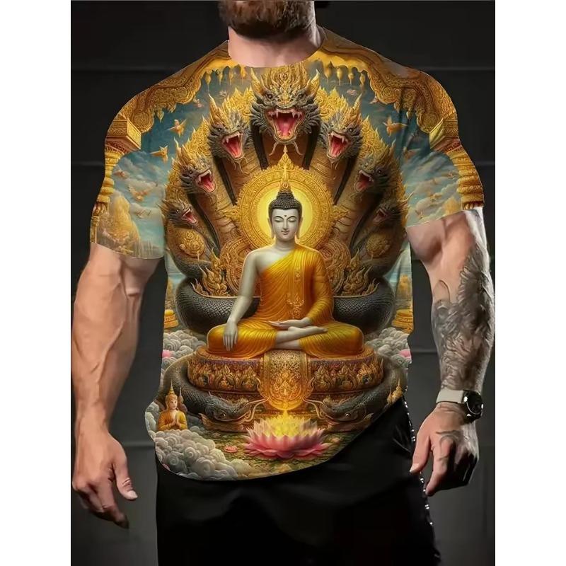 3D Print Buddha Shakyamuni Buddhist T Shirt Ancient India Spiritual Totem Streetwear T-shirts Summer Fashion Mens Clothing