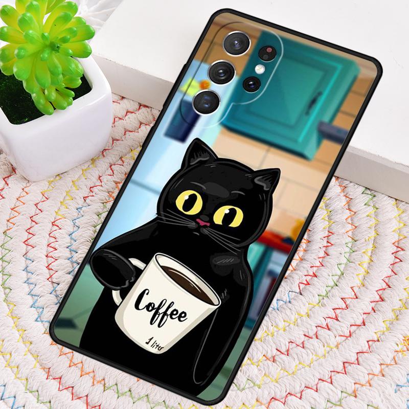 Cute Animal Cat Coffee Phone Case for Samsung Galaxy Note 10 Pro S26 Ultra S23 S24 FE S25 S21 S22 PLUS Shockproof Cove