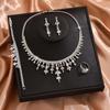 3PC Women's Fashion Zircon Geometric Tassel Necklace Earrings Rings Bracelets Zircon Set Wedding Party Festival Gift-8574