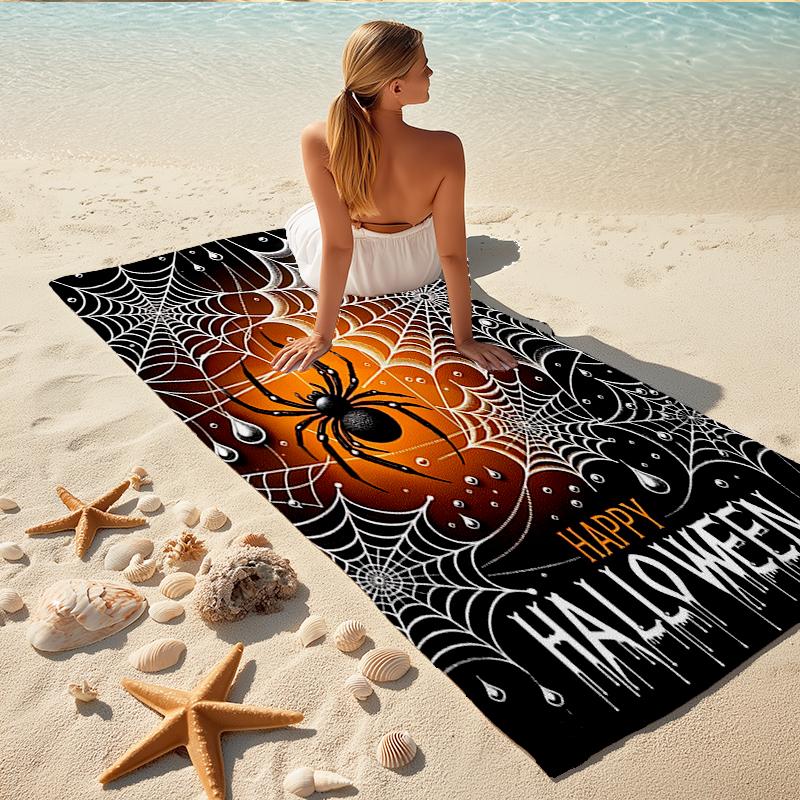1Pc Halloween Spider Web Beach Towel Quick Dry Multiuse For Beach Pool Gym Yoga Home Travel Christmas Halloween Xmas Gift G1131
