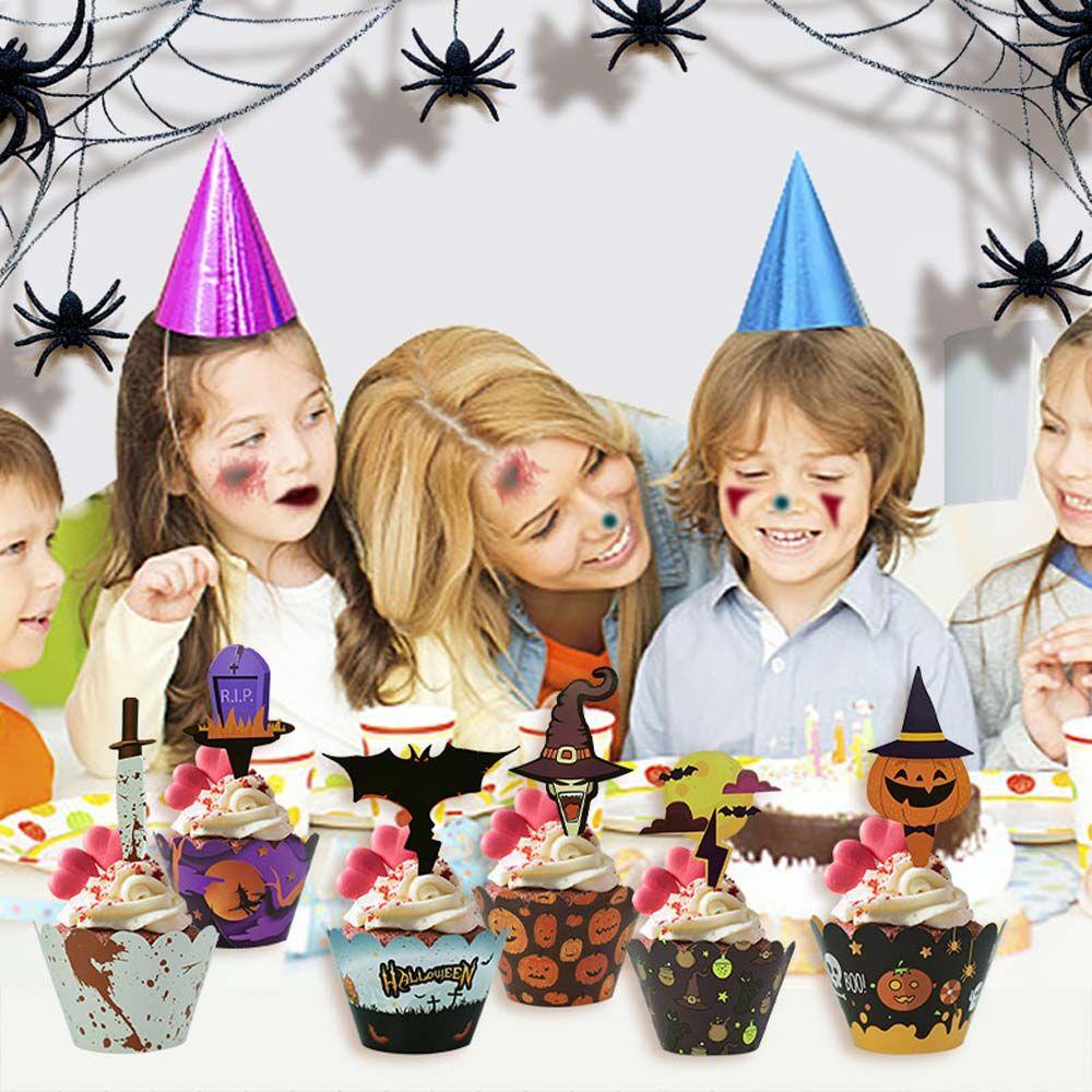 

Тыква Хэллоуин украшения Поднос для кексов Бумажные стаканчики Формочки для кексов Украшение для торта Обертка для кекса разноцветный