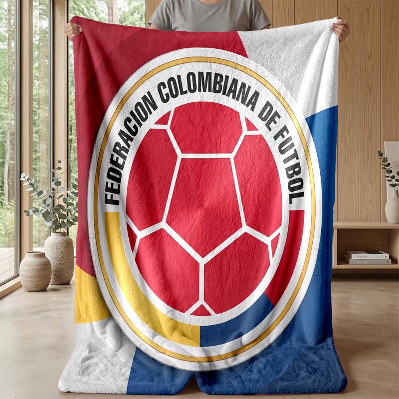 Colombia Football Printed Flannel Blanket Skin Friendly Warm Decorative Throw for Indoor Couch Bed Daily Use