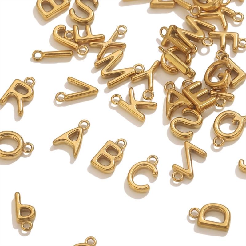 26 Piece Miniature Letter Charms With Vacuum Plating For Custom Jewelry Design Allergy Resistant Metal Accessories