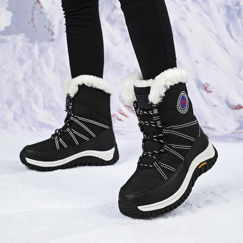 High Quality Winter Women Boots Warm Snow Boots Plush Lace-up Non Slip Comfortable Ankle Boots Outdoor Waterproof Hiking Boots