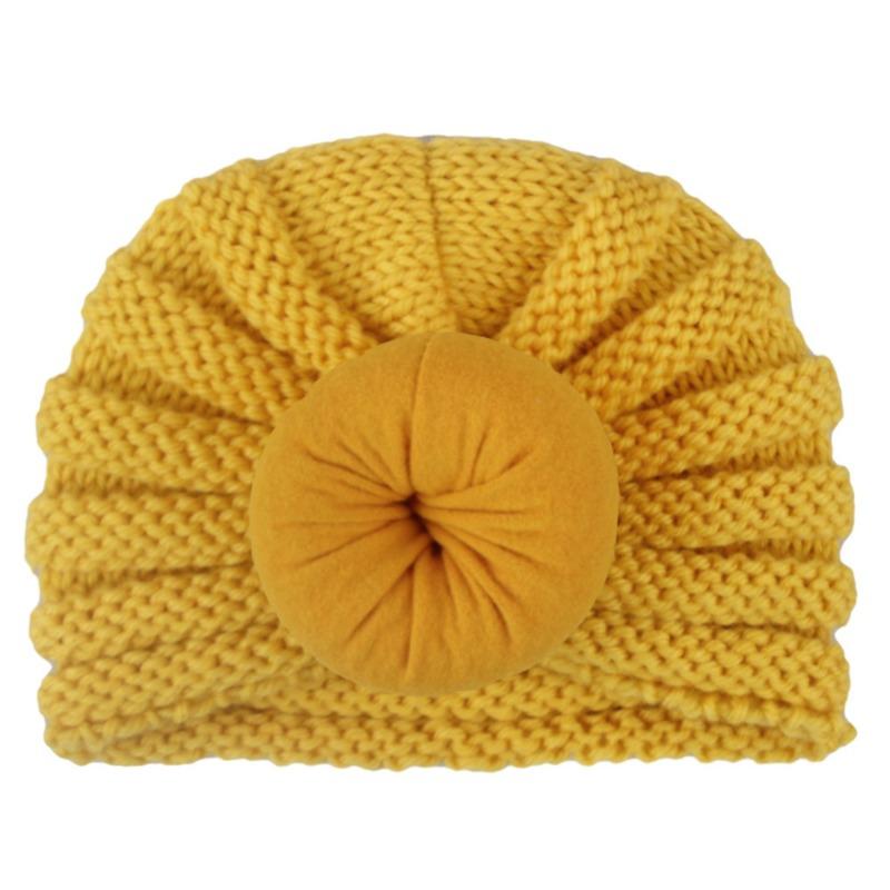 New new children's hats, baby solid color donut wool hats, Indian pullover hat dome