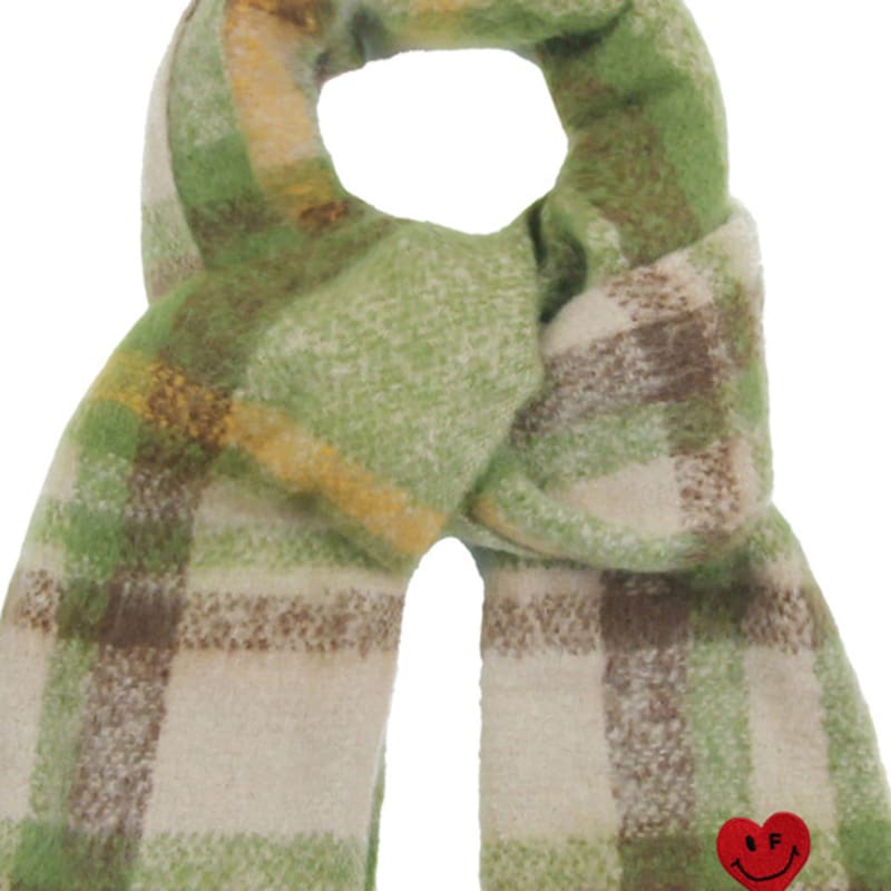 GRAVER [BAG&ACC] Heart Smile Embroidered Bold Check Muffler_Green