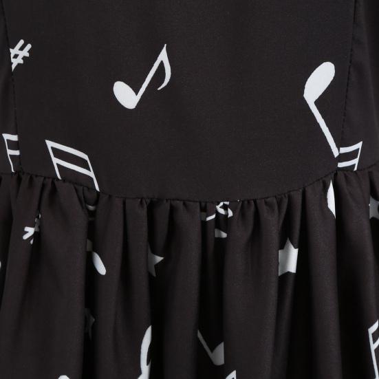 Dámské šaty bez rukávů v 50. letech vintage Vzor notového zápisu Midi šaty Retro koktejlové swingové šaty Áčkového střihu Večerní taneční róba na čajový dýchánek