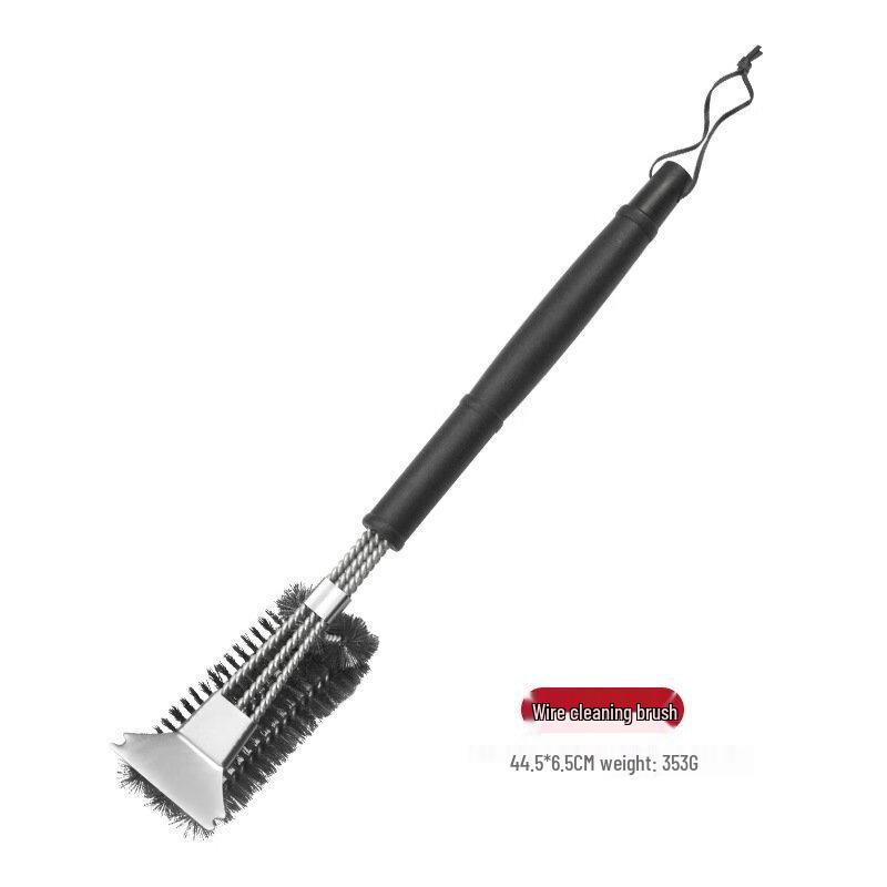 ZISIZ Three-Head BBQ Grill Cleaning Brush with Scraper (5-Pack)